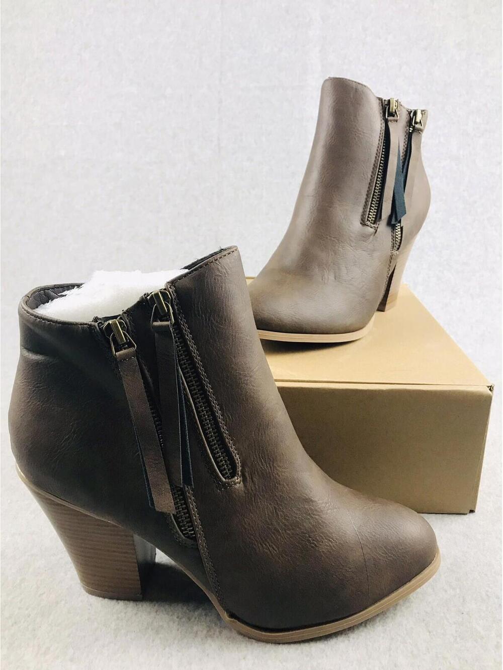 Journee Collection Ankle Boots Womens 10 Western Block Heel Double Zipper